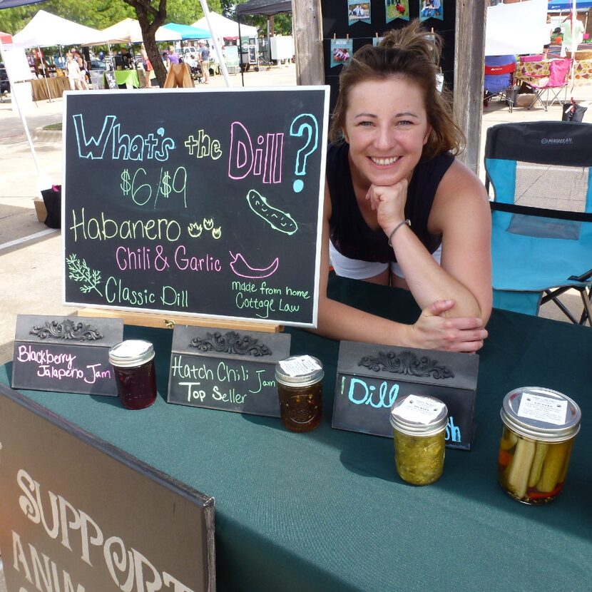 Frisco locals Audrey Lembke and husband Austen make and sell dill pickles and jams to...