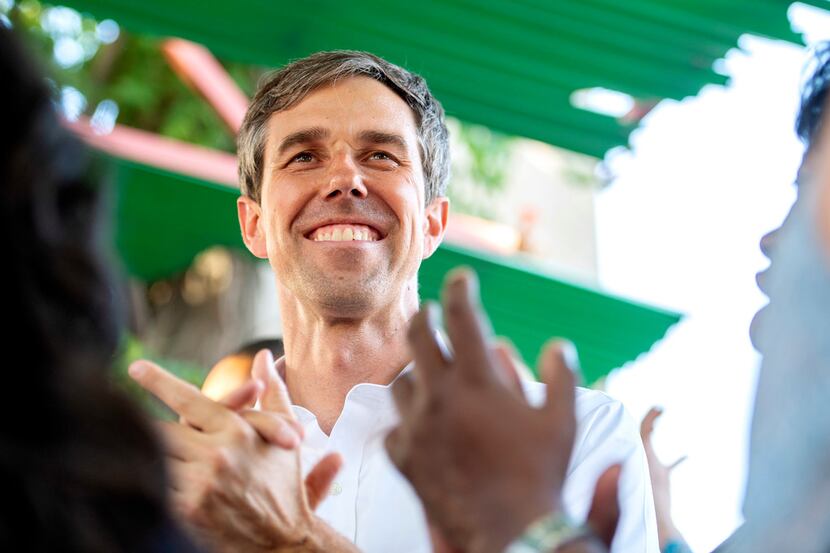 Rep. Beto O'Rourke, a Democrat looking to unseat incumbent Sen. Ted Cruz, cheered as he...