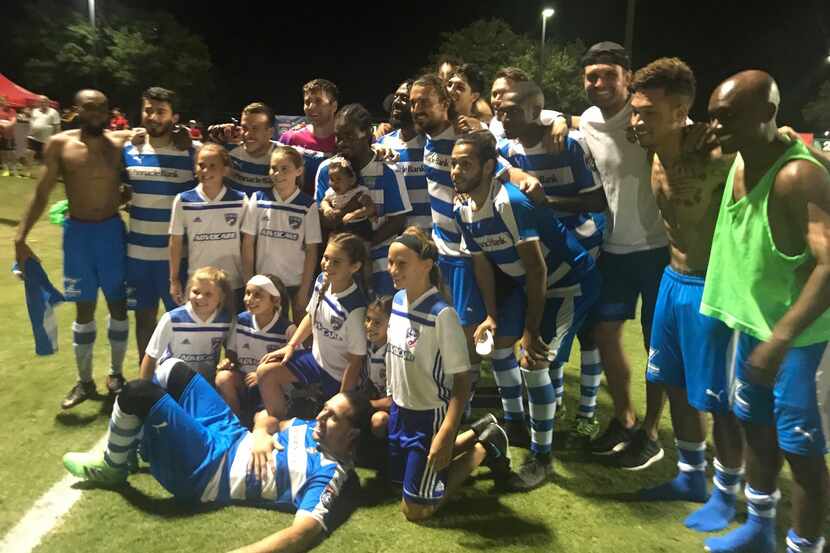 Fort Worth Vaqueros celebrate their penalty shootout win over Denton Diablos.