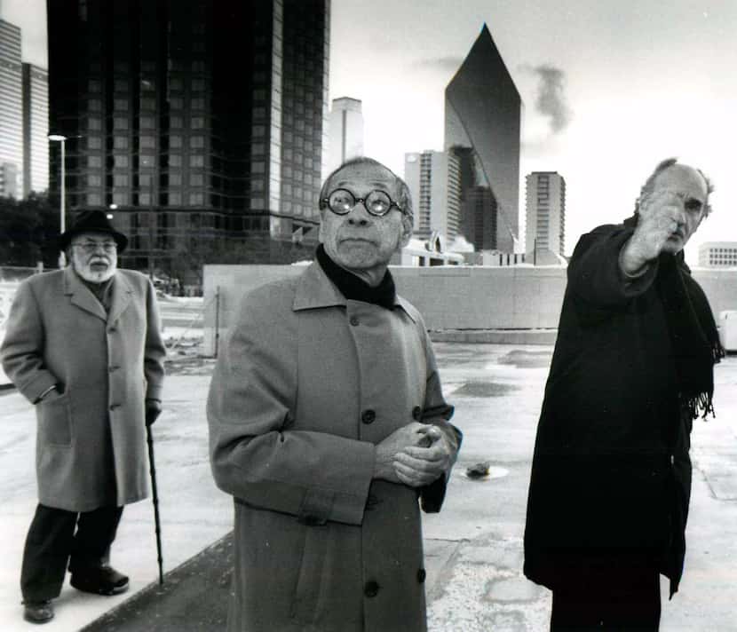 Architect I.M. Pei (center) with Stanley Marcus (left) and sculptor Eduardo Chillida braved...