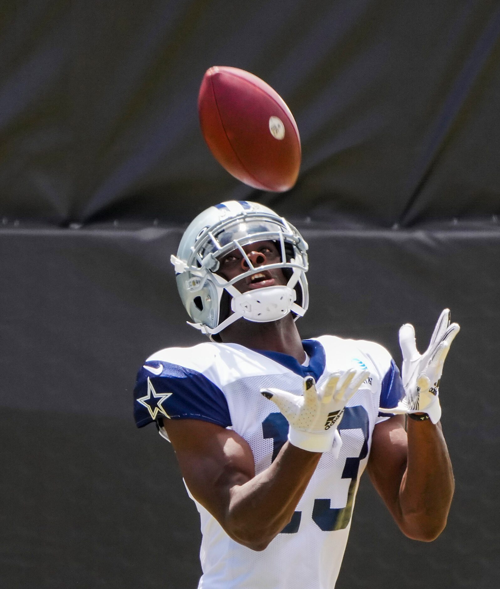 Dallas Cowboys wide receiver Michael Gallup (13) catches a pass during a practice at...