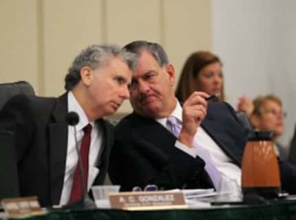  Mayor Mike Rawlings (right) said the prospect of A.C. Gonzalez leaving the city came up in...
