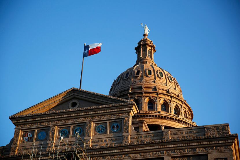 The Texas State Capitol in Austin on June 27, 2018. On Jan. 8, 2019, the Texas flag flown...