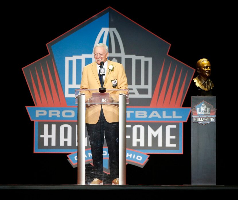 2017 Pro Football Hall of Fame inductee and Dallas Cowboys owner and general manager Jerry...