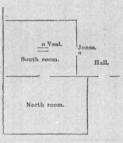 A layout of the rooms of the Confederate veterans headquarters on the day of the murder....