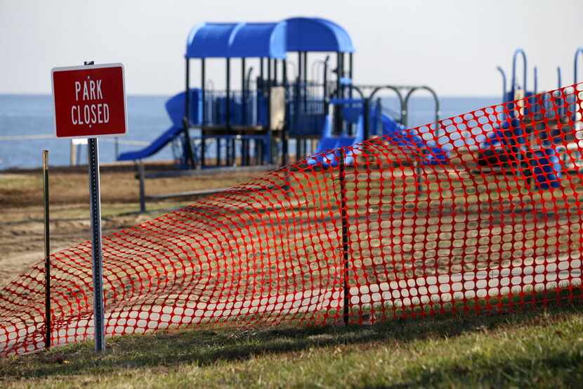 A recreational area is fenced off in an area where high levels of lead were recorded...