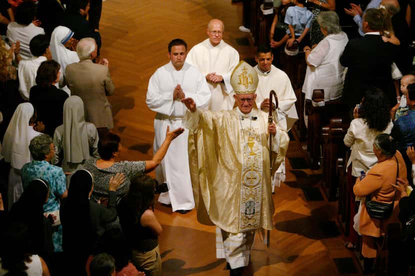 In this July 7, 2006, file photo, Bishop Charles Grahmann of the Catholic Dioceses of Dallas...