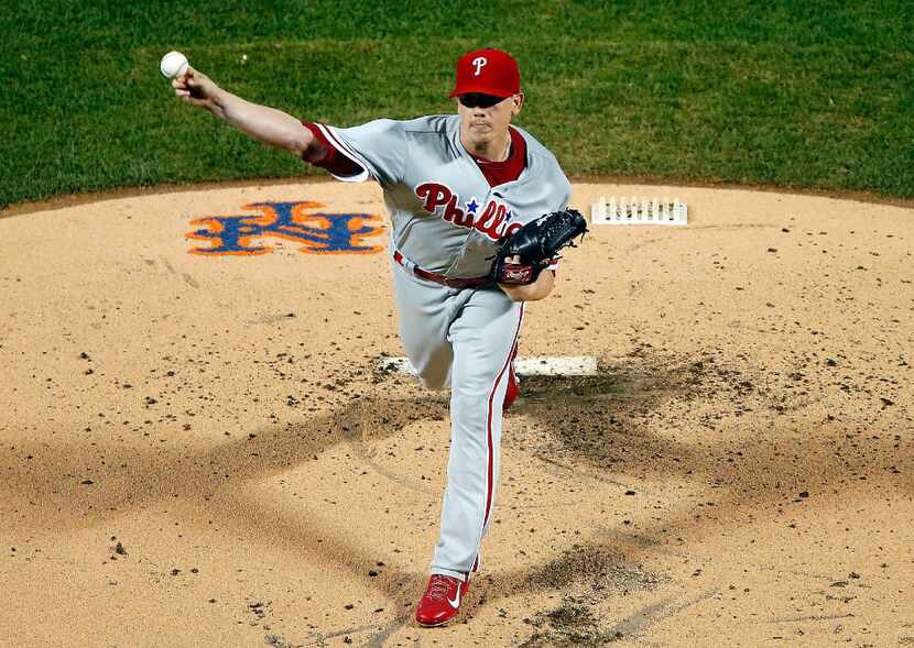  Jeremy Hellickson  of the Philadelphia Phillies pitches in the first inning against the New...
