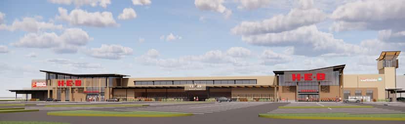 Rendering of the H-E-B store in Frisco that's scheduled to open in fall 2022 on the...