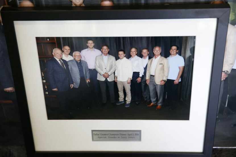 Portrait from a dinner involving champions of Dallas including Jerry Jones, Rick Carlisle,...