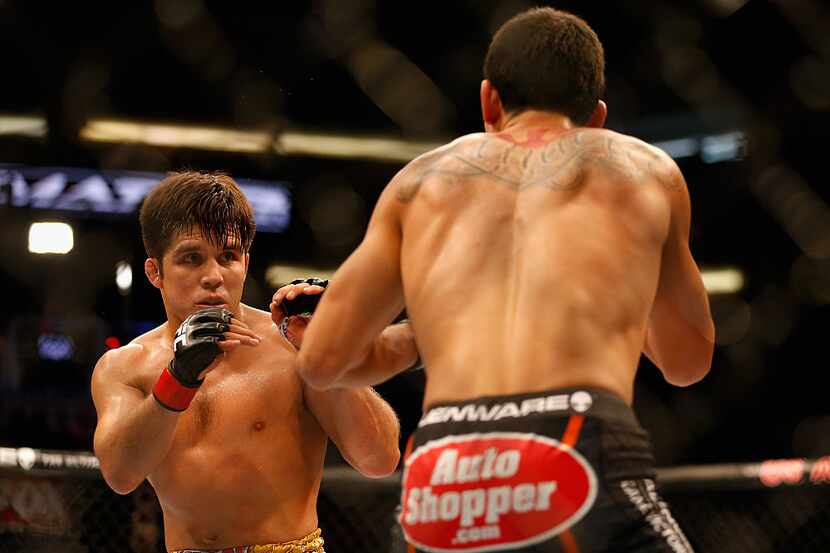 PHOENIX, AZ - DECEMBER 13:  Henry Cejudo (L) squares off with Dustin Kimura during the UFC...