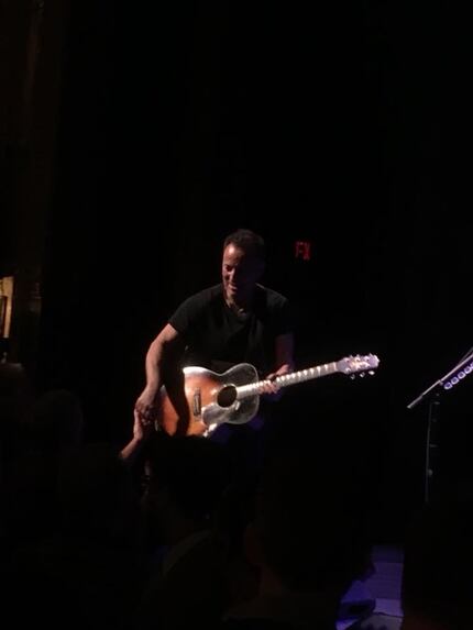 The Boss greets fans during a performance of his production Springsteen on Broadway on May...
