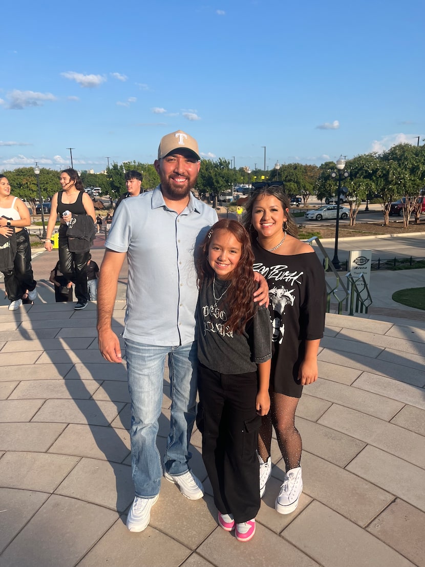 Francisco and Gabriela Vigil with their daughter Sophia outside the Peso Pluma concert at...