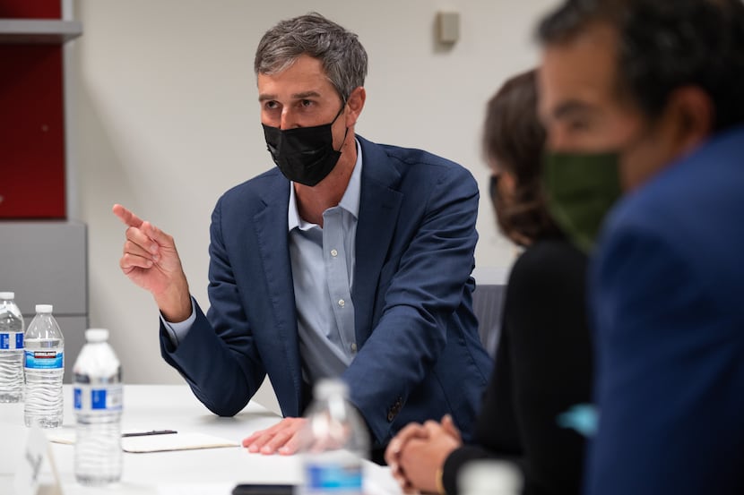 Texas gubernatorial candidate Beto O'Rourke participates in a round-table discussion with...