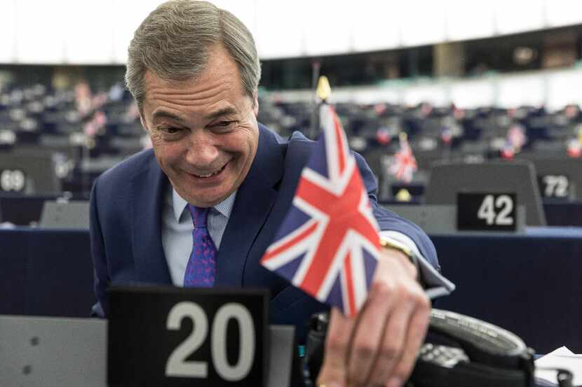 Britain's former UKIP leader Nigel Farage attends a session at the European Parliament in...