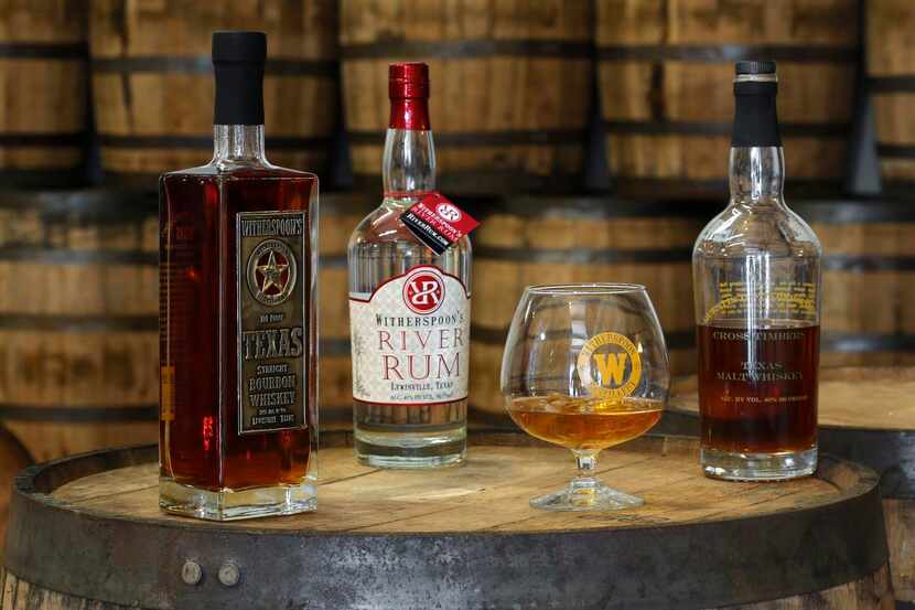 Witherspoon's Bourbon whiskey, River Rum and malt whiskey  at the Witherspoon Distillery in...