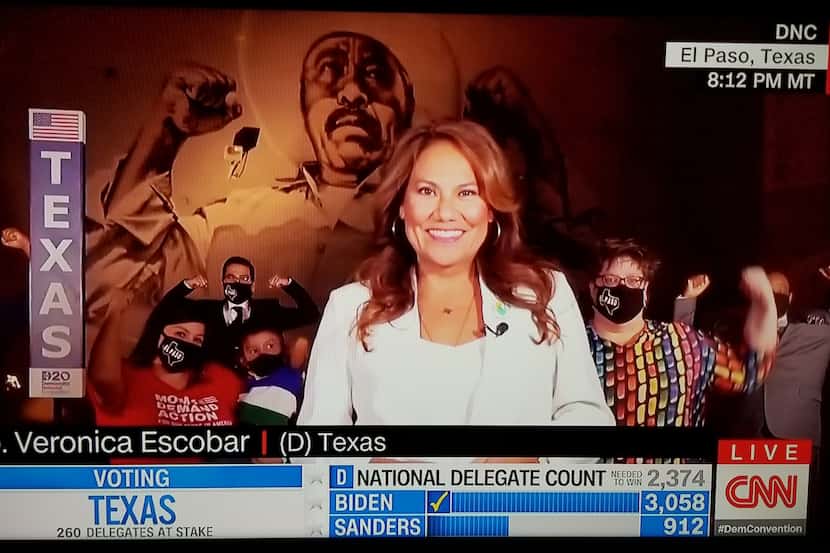 Rep. Veronica Escobar, D-El Paso, announces Texas Democrats' votes during the Democratic...