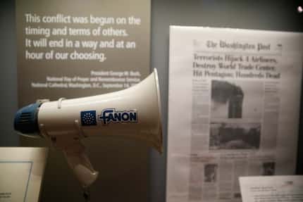 The megaphone Bush used at the World Trade Center is among the displays. (Nathan...