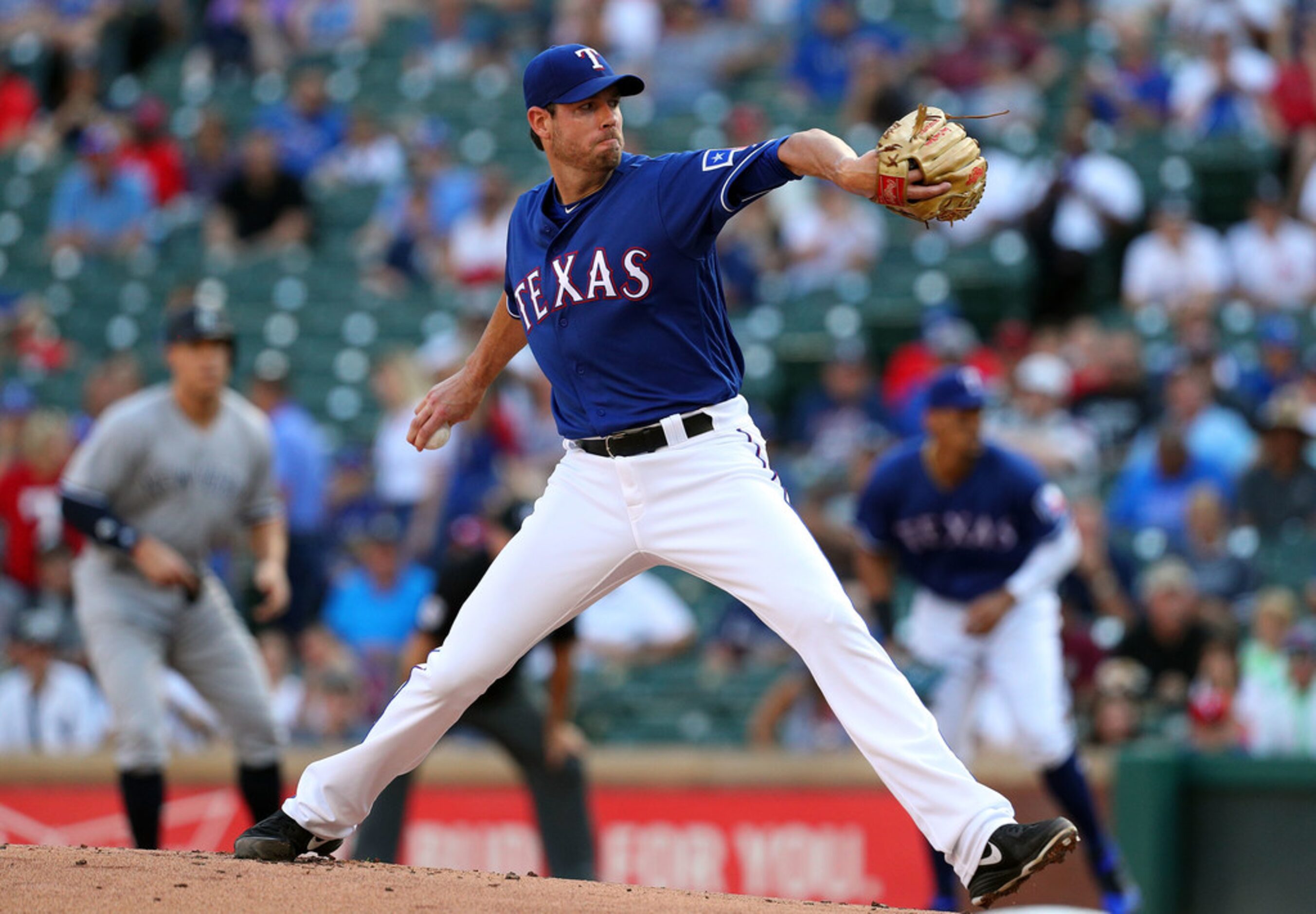 ARLINGTON, TX - MAY 23:  Doug Fister #38 of the Texas Rangers delivers a pitch against the...