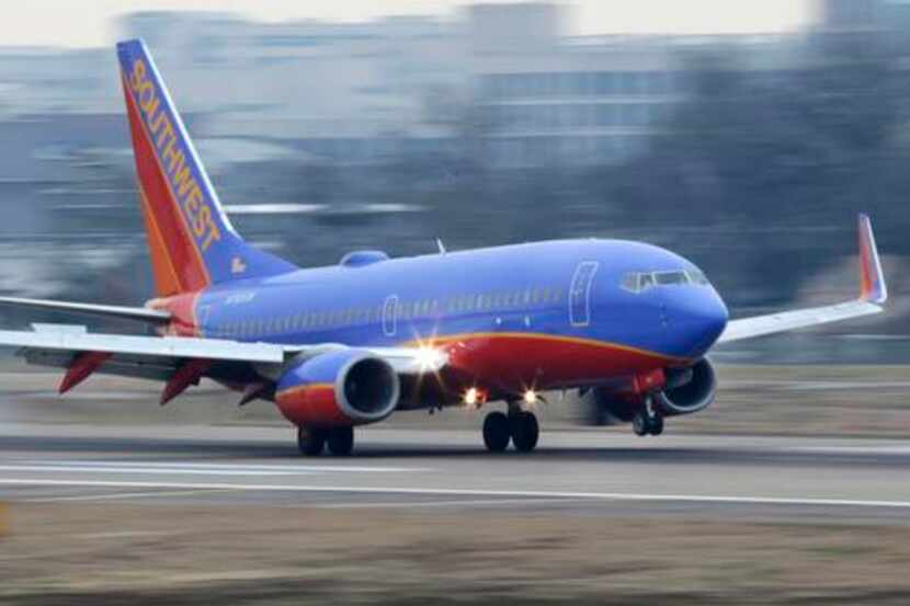 
A Southwest jet lands at Dallas Love Field, which hasn’t handled long-haul flights since...