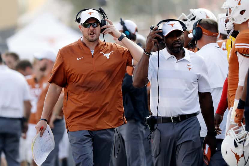 FILE - In this Oct. 13, 2018, file photo, Texas head coach Tom Herman during the second half...