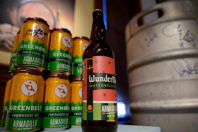 A six-pack and bottle from Armadillo Ale Works located in Denton County at the Made in...