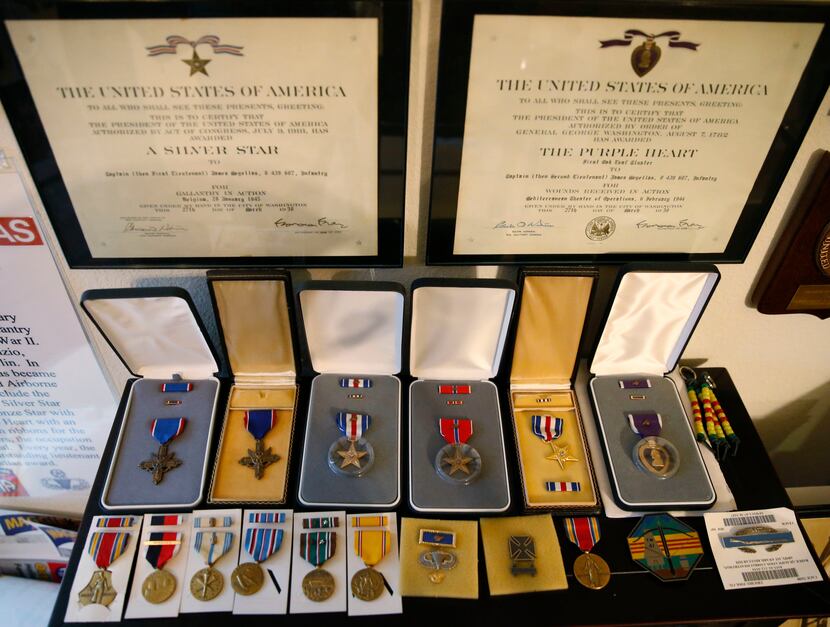 A collection of medals of James Megellas, a 101-year-old World War II veteran and the most...