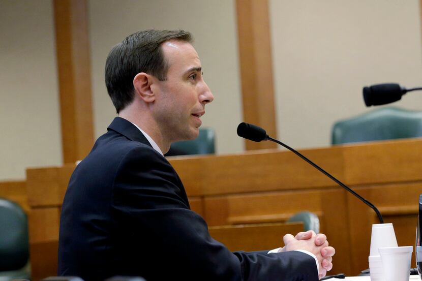 Secretary of State David Whitley testifies at his confirmation hearing, Thursday, Feb. 7,...