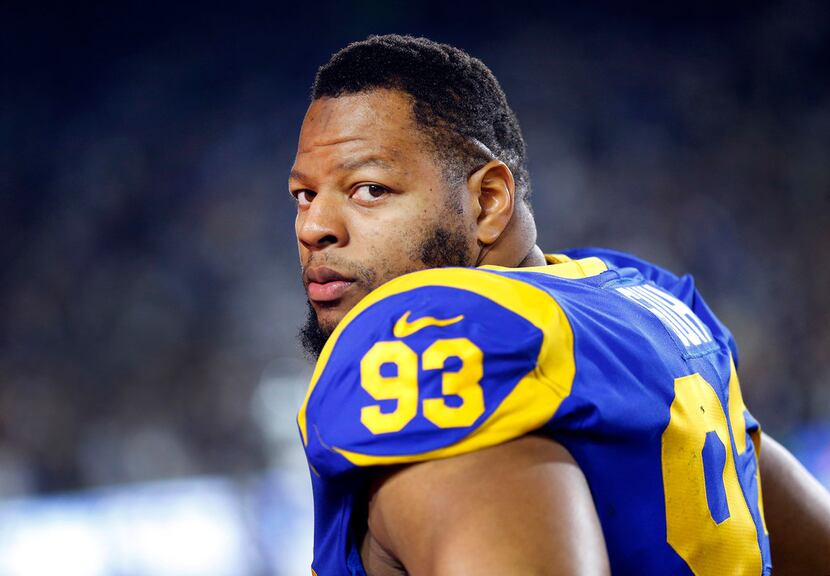 Los Angeles Rams nose tackle Ndamukong Suh (93) is pictured on the sideline during the...