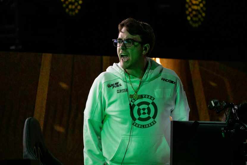 James “Clayster” Eubanks of the New York Subliners yells at the OpTic Chicago team after...