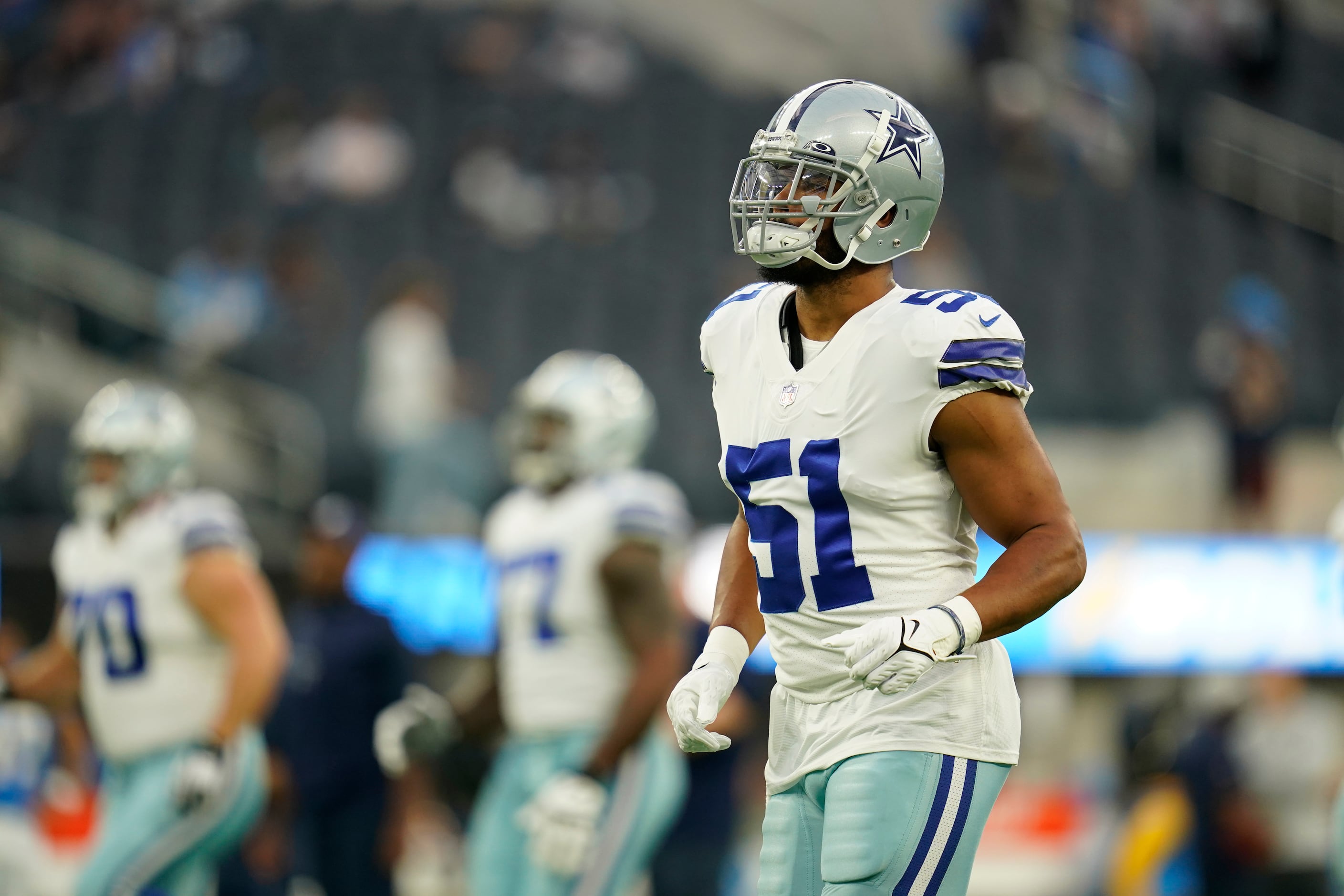 Dallas Cowboys linebacker Anthony Barr (42) in action during an NFL  football game against the Washington Commanders, Sunday, Oct. 2, 2022, in  Arlington. (AP Photo/Tyler Kaufman Stock Photo - Alamy