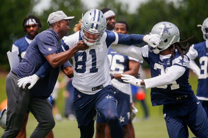 Dallas Cowboys wide receiver Simi Fehoko (81) practices during the Cowboys second OTA...