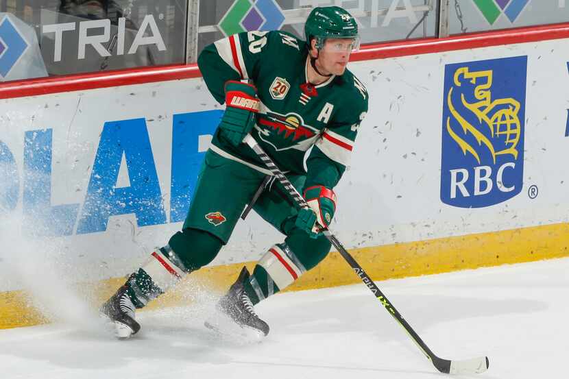 Ryan Suter #20 of the Minnesota Wild skates against the St. Louis Blues during the game at...