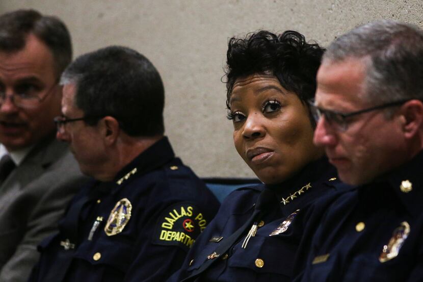 Dallas Police Chief U. Renee Hall attends a City Council meeting June 12, 2019 at Dallas...
