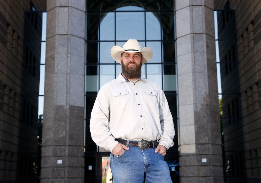 Chad Prda poses for a portrait in front of the Frank Crowley Courts Building in Dallas on...