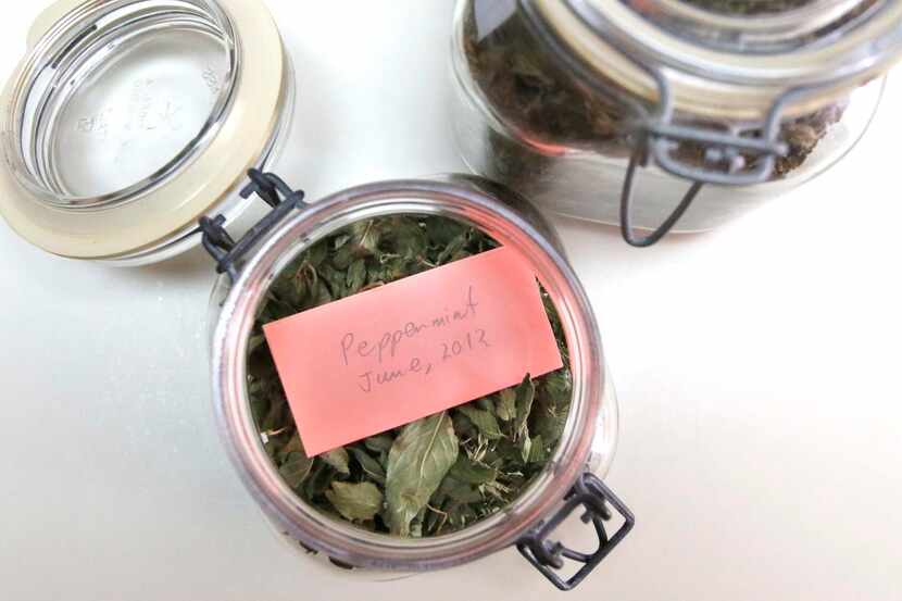 
Keep herbs in airtight containers in a cool, dark place. Mark the harvest date on the label. 

