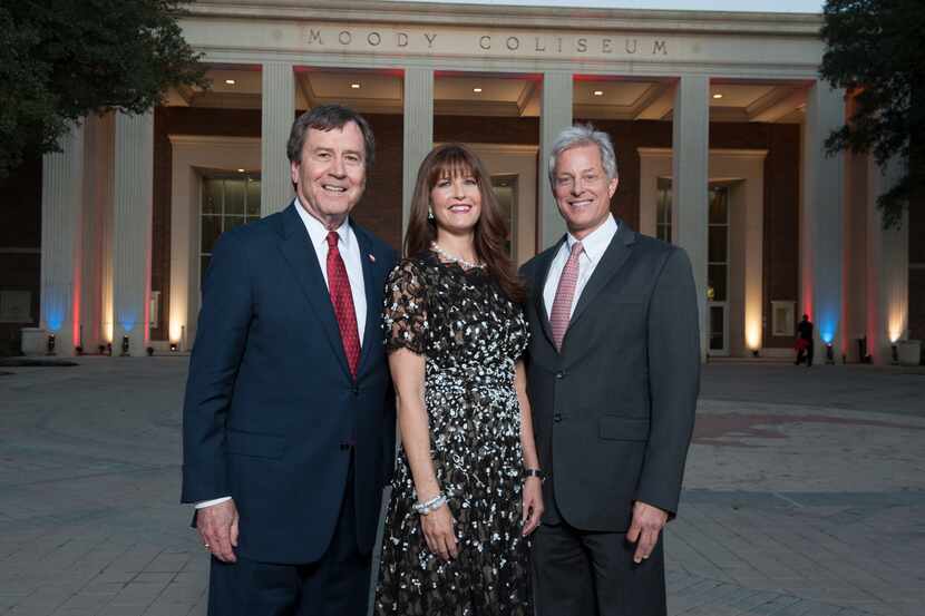 From left: SMU president R. Gerald Turner, Francie Moody-Dahlberg and Ross Moody celebrated...