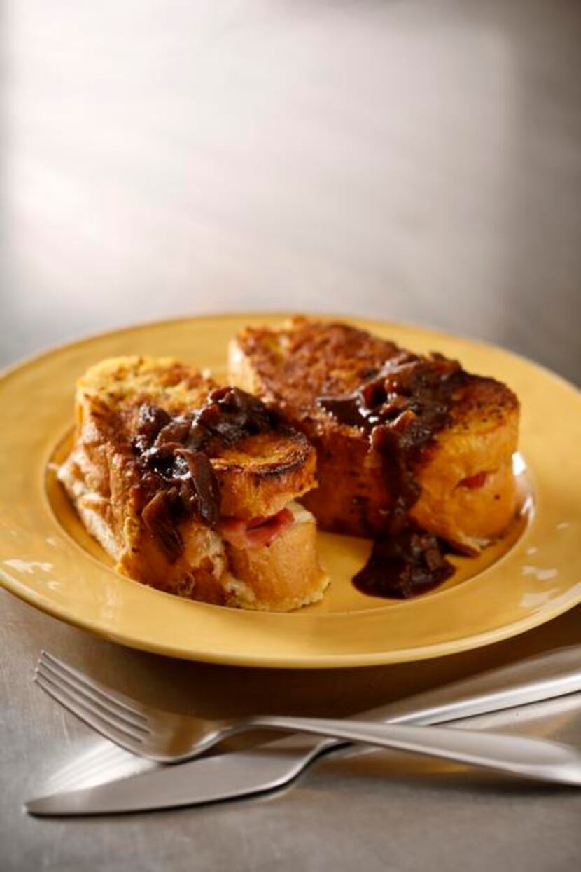 
Baked Stuffed Savory French Toast is adapted from a recipe on marthastewart.com.
