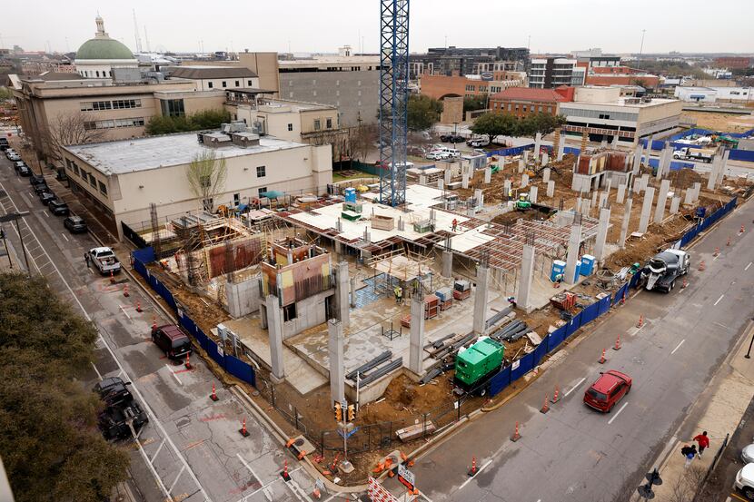 Construction is underway on Mill Creek Residential's Modera St. Paul apartment tower located...