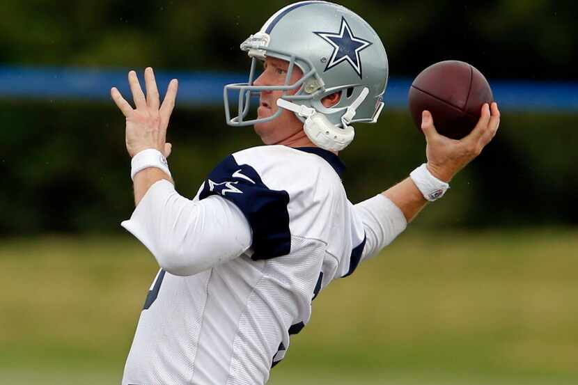 Dallas Cowboys quarterback Brandon Weeden throws during a mini camp Tuesday, June 16, 2015...