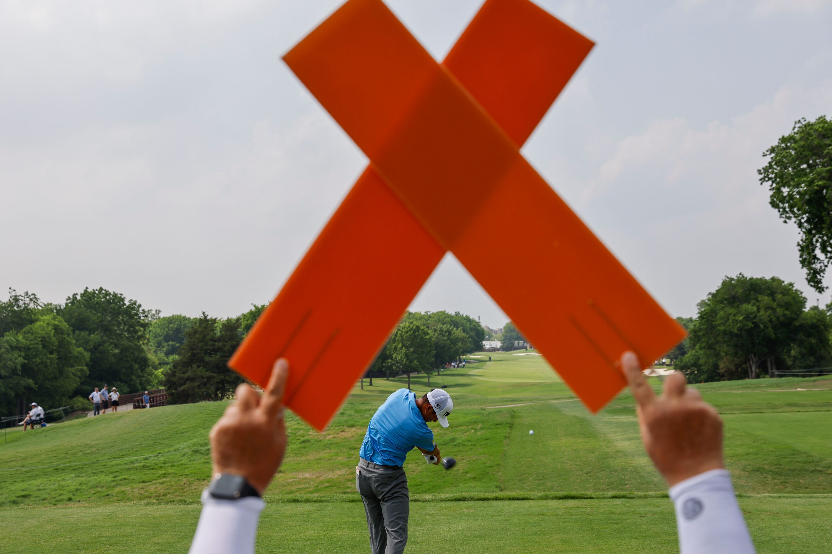 James Hahn, of the United States tees off on the fifth hole during the second round of the...