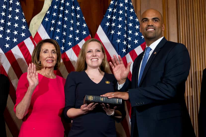 Rep. Colin Allred is back in Dallas, where he and his wife, Alexandra Eber (center), expect...