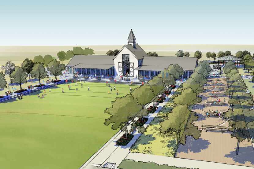A former equestrian arena at Pecan Square will be repurposed as part of the new residential...