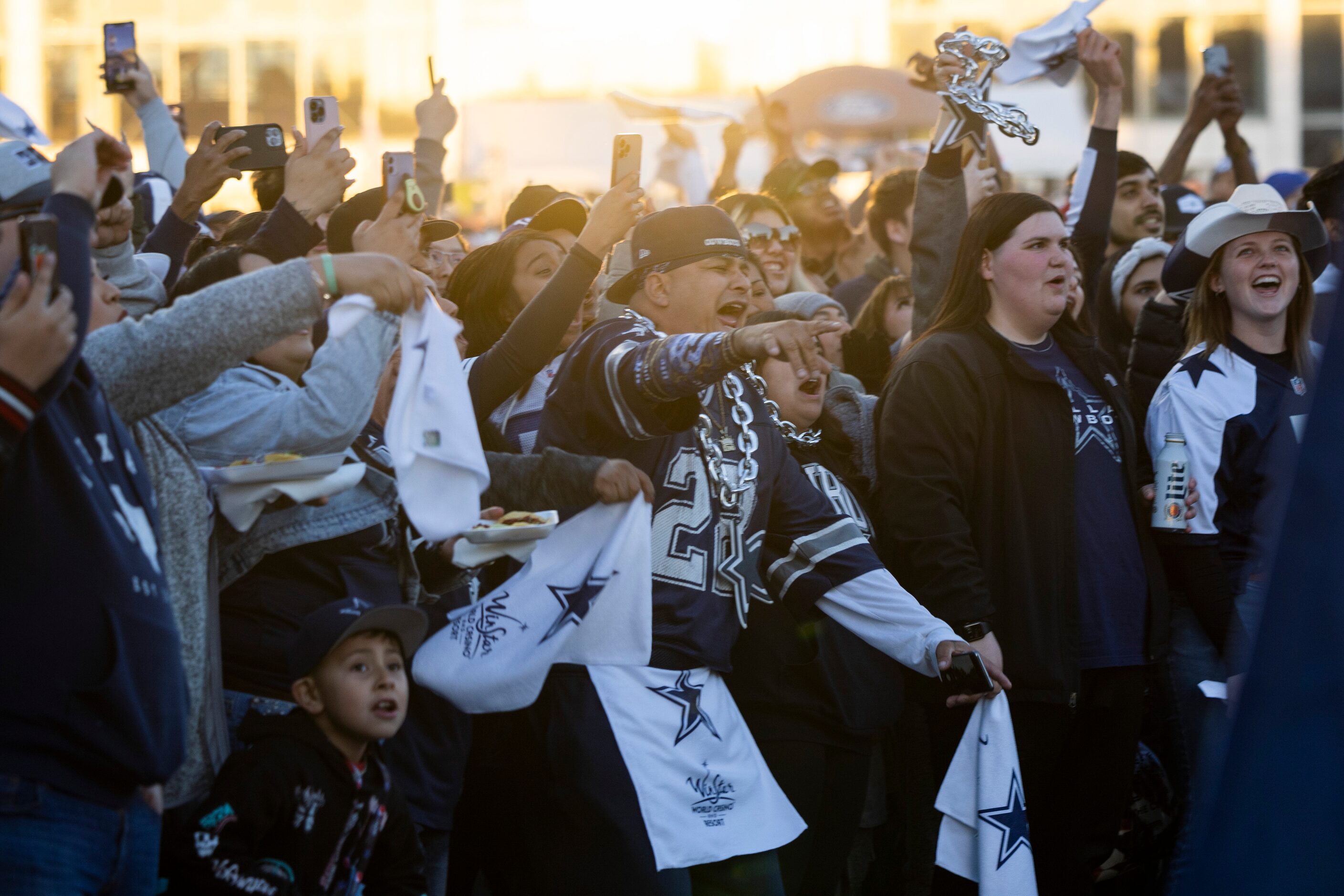 Dallas Cowboys fans cheer as they wait to watch their team take on the San Francisco 49ers...