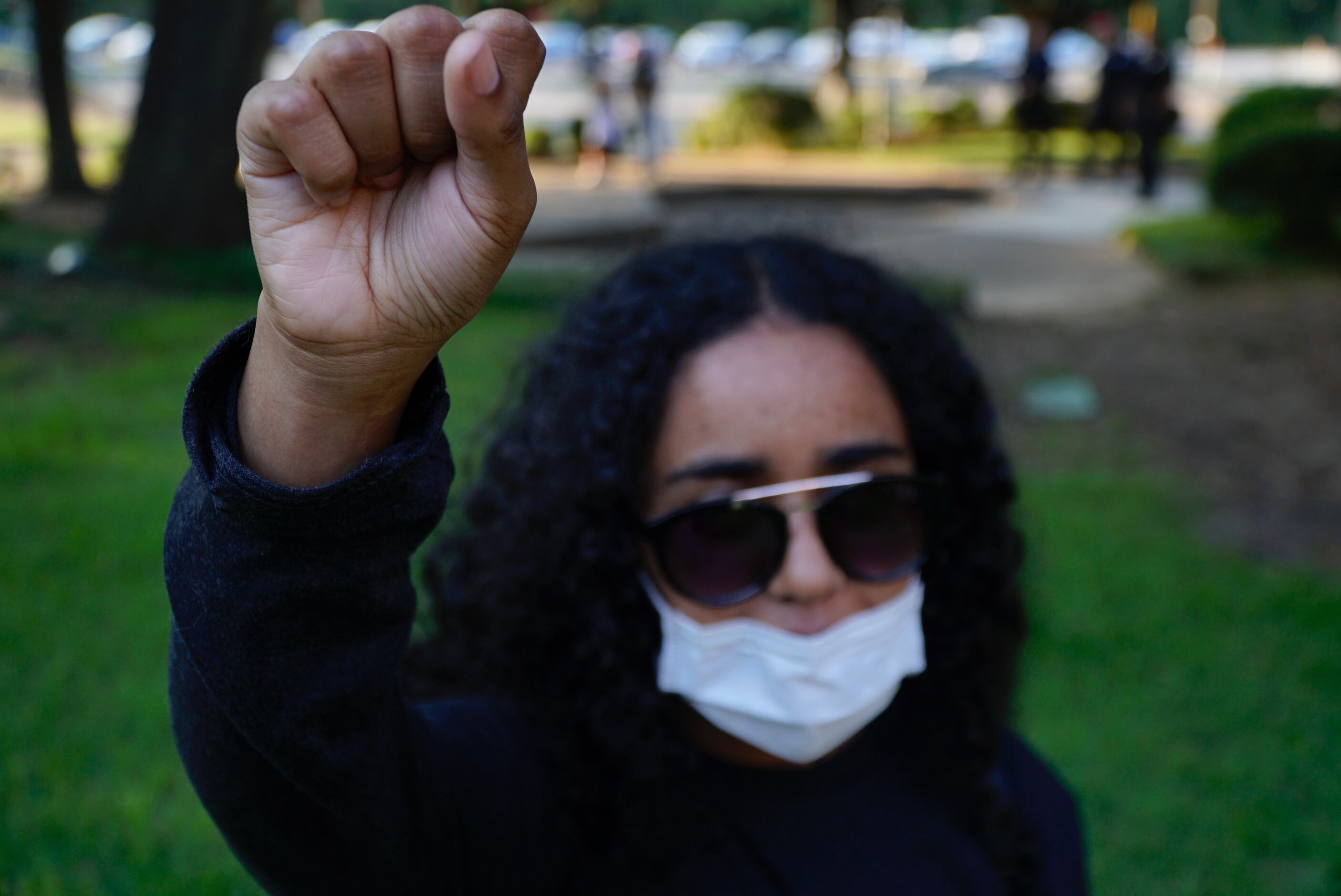 Sarah Mohammed (17) was among hundreds of people who marched in a protest in Irving, Texas...