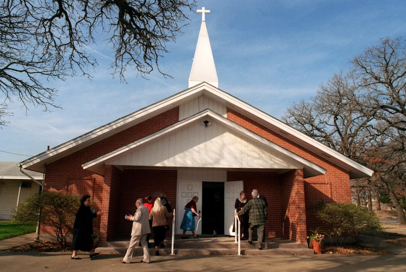 An undated archival photo of the front of Lonesome Dove Baptist Church in Southlake, one of...