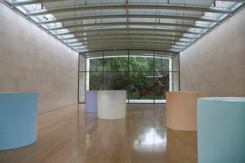 Installation view of cast glass sculptures at the exhibition Roni Horn at the Nasher...