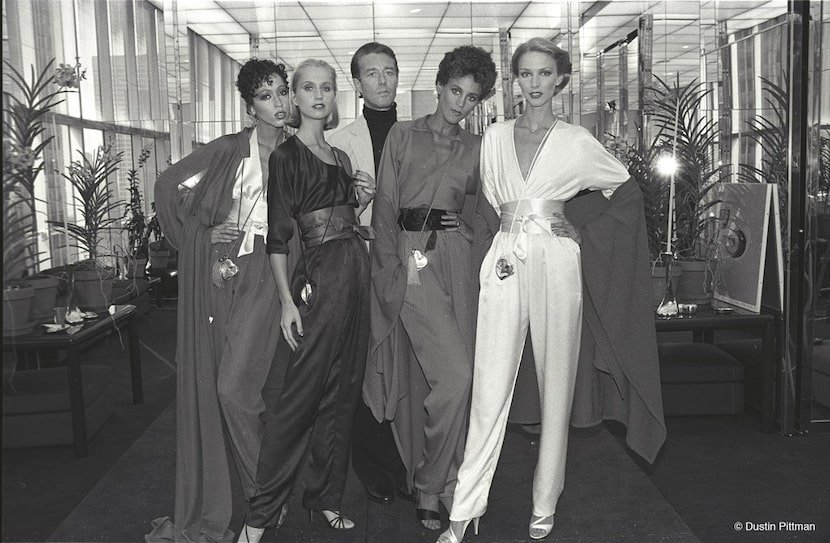 Left to right: Pat Cleveland, Chris Royer, Halston, Alva Chinn and Karen Bjornson