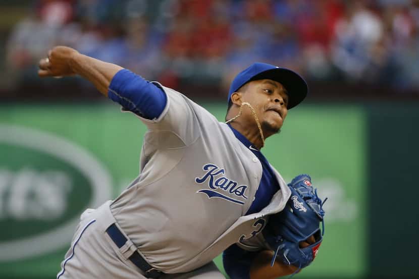 Kansas City Royals starting pitcher Edinson Volquez (36) pitches during the first inning of...