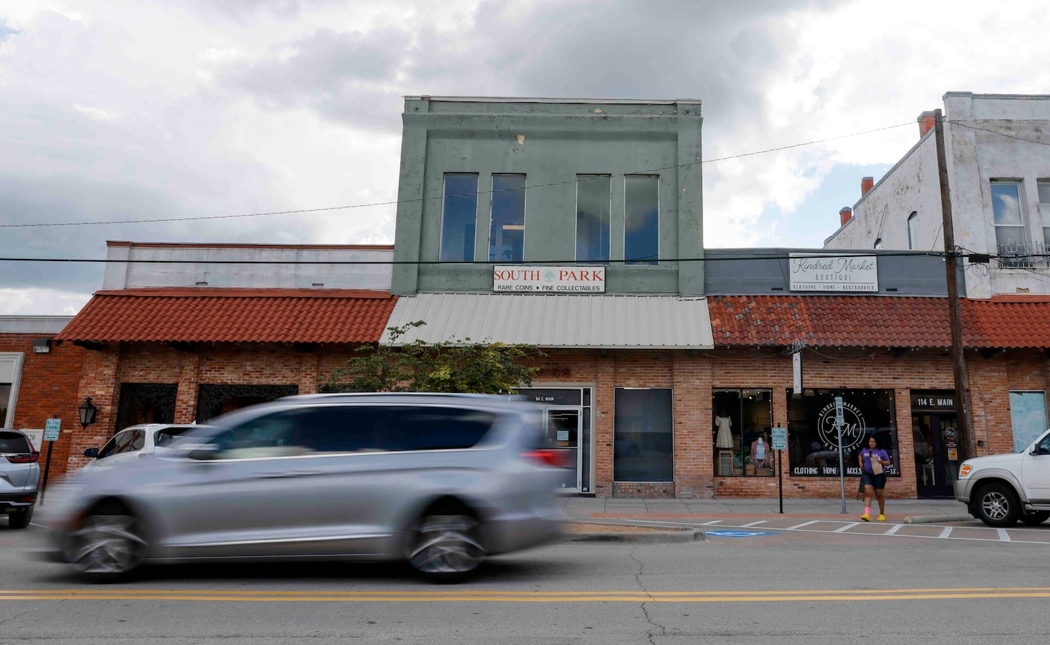 Shops are shown along East Main Street in downtown Forney.